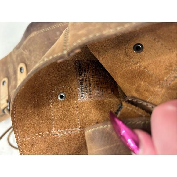 Sorel Joan of Arctic II wedge leather buckle elk boots size 6 tan/brown - Picture 7 of 8
